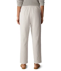 Eileen Fisher Organic Cotton Pucker Check Elastic Waist Tapered Ankle Pants