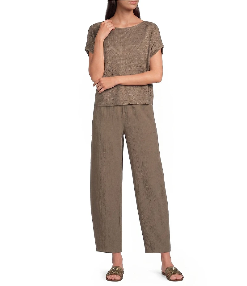 Eileen Fisher Organic Cotton Pucker Elastic Waist Lantern Pants