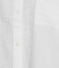 Eileen Fisher Organic Cotton Ripple Mandarin Collar Patch Pocket Long Sleeve Shirt