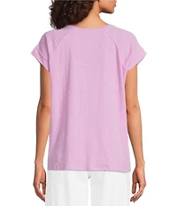 Eileen Fisher Organic Cotton Slub Jersey Round Neck Raglan Cap Sleeve Top