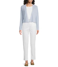 Eileen Fisher Organic Cotton Slub Jersey Round Neck Raglan Cap Sleeve Top