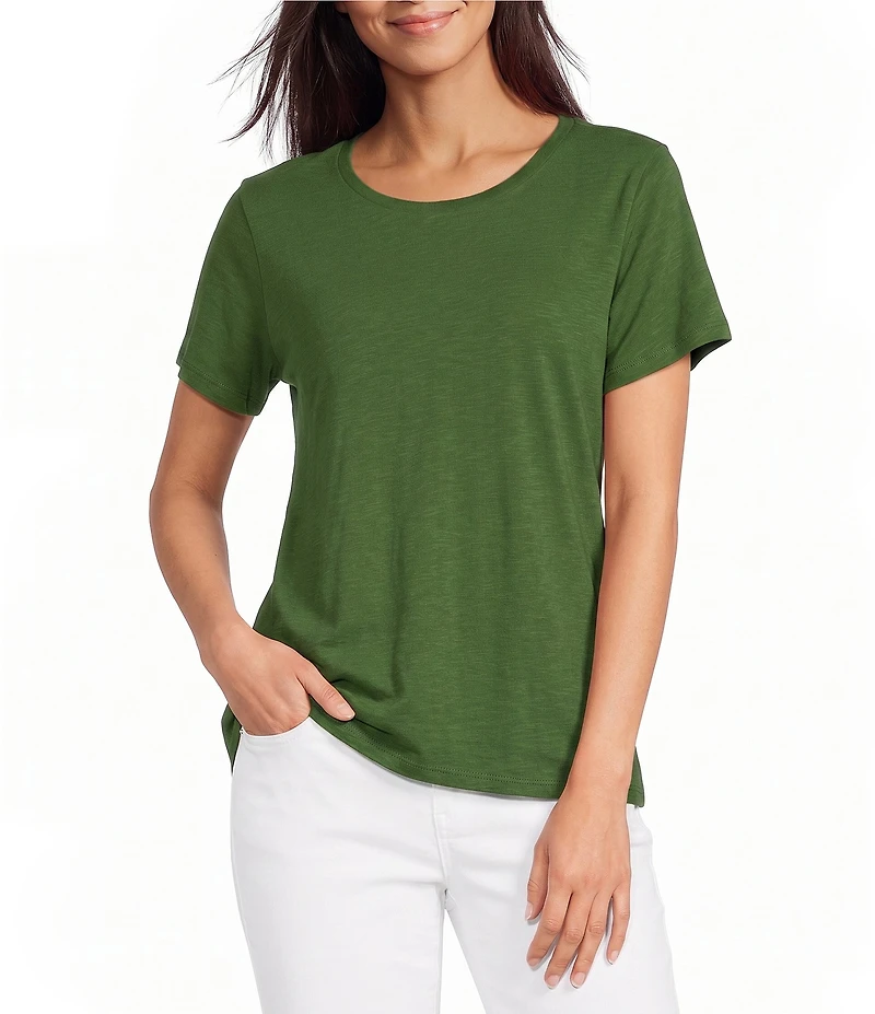 Eileen Fisher Organic Cotton Slubby Jersey Crew Neck Short Sleeeve Tee