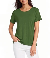 Eileen Fisher Organic Cotton Slubby Jersey Crew Neck Short Sleeeve Tee