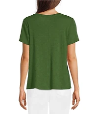Eileen Fisher Organic Cotton Slubby Jersey Crew Neck Short Sleeeve Tee
