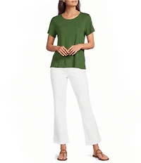 Eileen Fisher Organic Cotton Slubby Jersey Crew Neck Short Sleeeve Tee