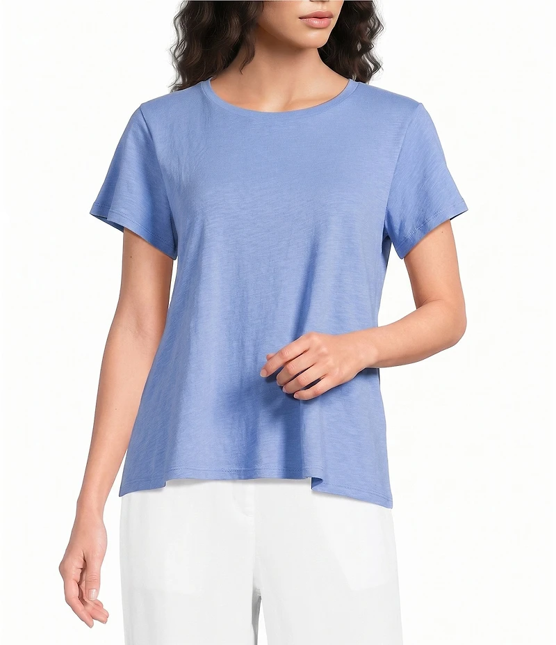 Eileen Fisher Organic Cotton Slubby Jersey Crew Neck Short Sleeeve Tee