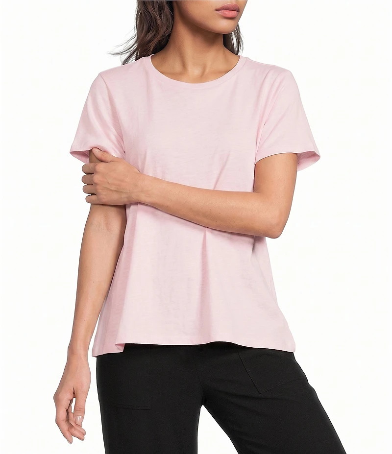 Eileen Fisher Organic Cotton Slubby Jersey Crew Neck Short Sleeeve Tee