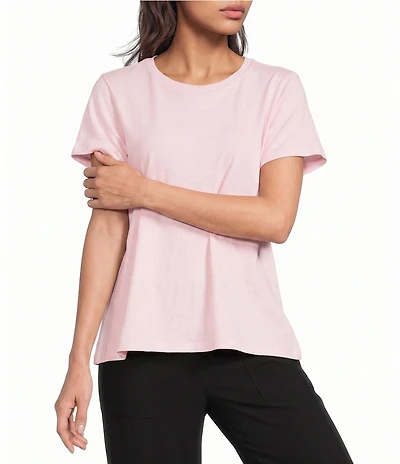 Eileen Fisher Organic Cotton Slubby Jersey Crew Neck Short Sleeeve Tee