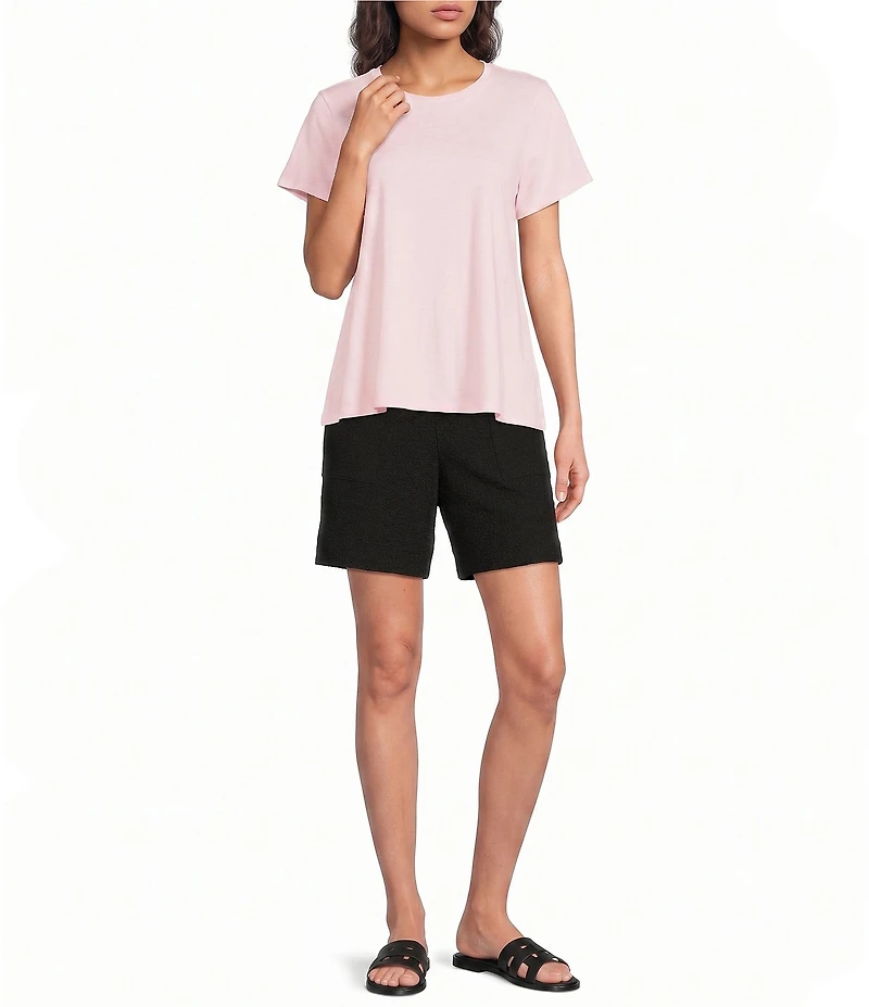 Eileen Fisher Organic Cotton Slubby Jersey Crew Neck Short Sleeeve Tee