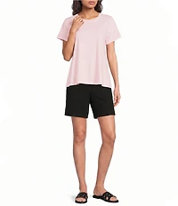 Eileen Fisher Organic Cotton Slubby Jersey Crew Neck Short Sleeeve Tee