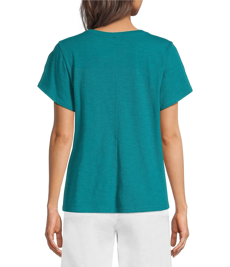 Eileen Fisher Organic Cotton Slubby Jersey Crew Neck Short Sleeeve Tee