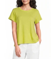 Eileen Fisher Organic Cotton Slubby Jersey Crew Neck Short Sleeeve Tee
