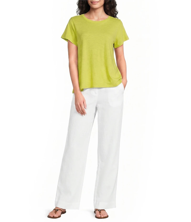 Eileen Fisher Organic Cotton Slubby Jersey Crew Neck Short Sleeeve Tee