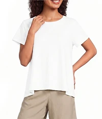 Eileen Fisher Organic Cotton Slubby Jersey Crew Neck Short Sleeeve Tee