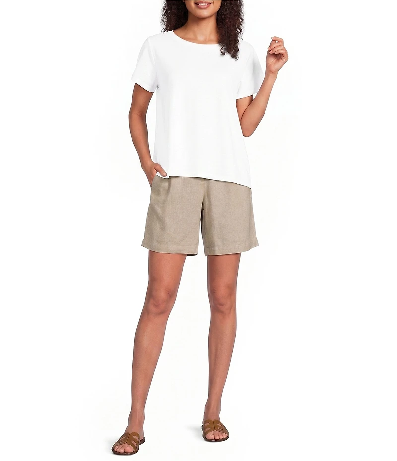 Eileen Fisher Organic Cotton Slubby Jersey Crew Neck Short Sleeeve Tee