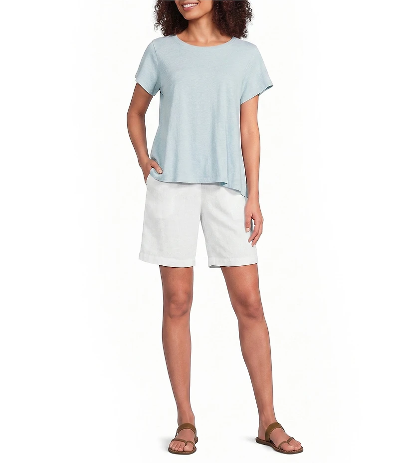 Eileen Fisher Organic Cotton Slubby Jersey Crew Neck Short Sleeeve Tee