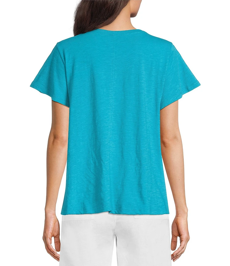 Eileen Fisher Organic Cotton Slubby Jersey Crew Neck Short Sleeeve Tee