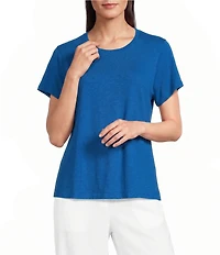 Eileen Fisher Organic Cotton Slubby Jersey Crew Neck Short Sleeeve Tee