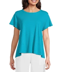 Eileen Fisher Organic Cotton Slubby Jersey Crew Neck Short Sleeeve Tee