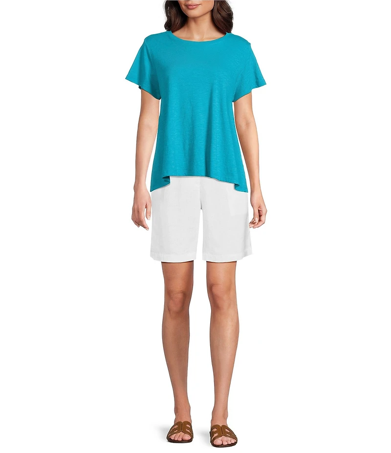 Eileen Fisher Organic Cotton Slubby Jersey Crew Neck Short Sleeeve Tee