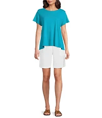 Eileen Fisher Organic Cotton Slubby Jersey Crew Neck Short Sleeeve Tee