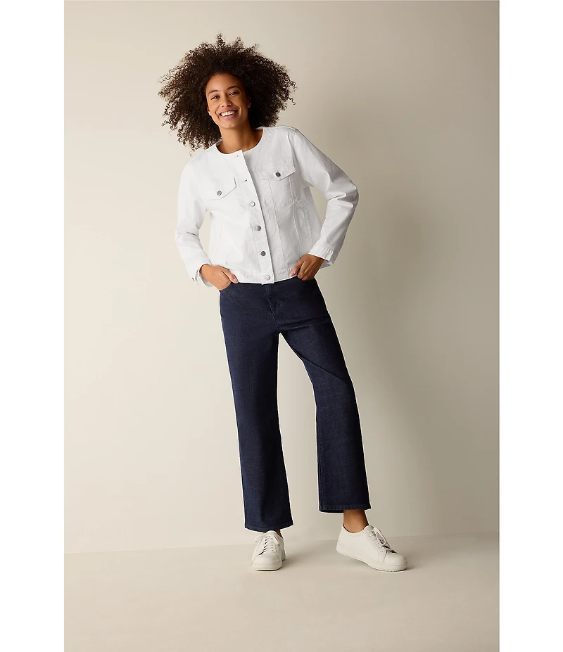 Eileen Fisher Organic Cotton Stretch Denim Mid Rise Straight Ankle Jeans