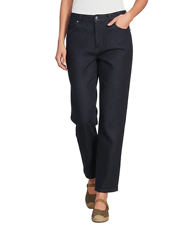 Eileen Fisher Organic Cotton Stretch Denim Mid Rise Straight Ankle Jeans