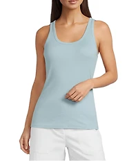 Eileen Fisher Organic Cotton Stretch Rib Knit Scoop Neck Sleeveless Tank
