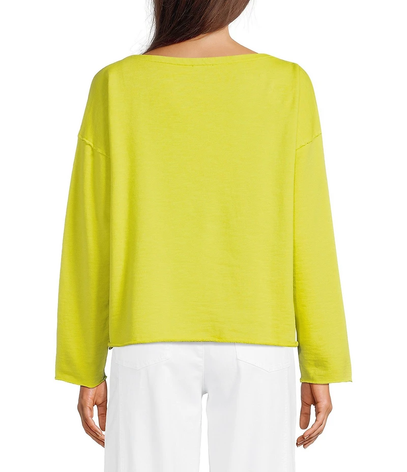Eileen Fisher Organic Cotton Terry Bateau Neck Long Sleeve Boxy Top