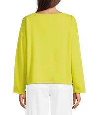 Eileen Fisher Organic Cotton Terry Bateau Neck Long Sleeve Boxy Top