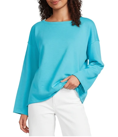 Eileen Fisher Organic Cotton Terry Bateau Neck Long Sleeve Boxy Coordinating Top