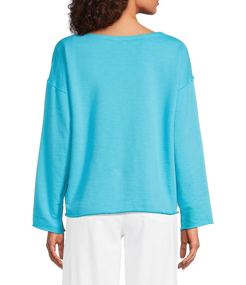 Eileen Fisher Organic Cotton Terry Bateau Neck Long Sleeve Boxy Top