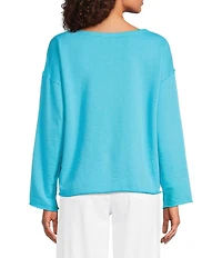 Eileen Fisher Organic Cotton Terry Bateau Neck Long Sleeve Boxy Top