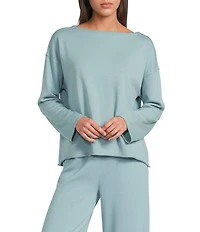 Eileen Fisher Organic Cotton Terry Bateau Neck Long Sleeve Boxy Top