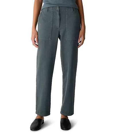 Eileen Fisher Organic Cotton Textural Weave Tapered Ankle Pants