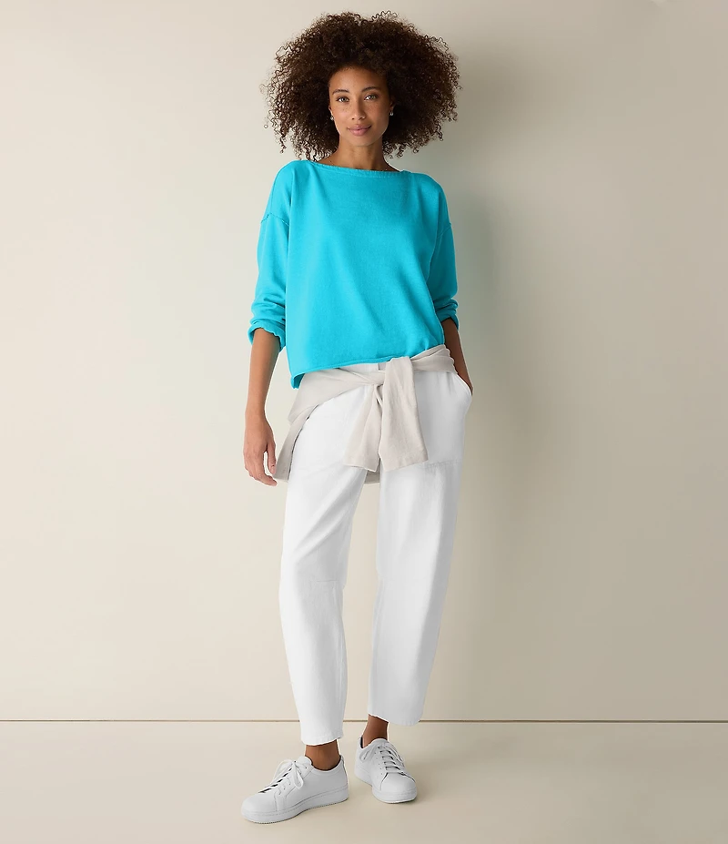 Eileen Fisher Organic Cotton Textural Weave Tapered Ankle Pants