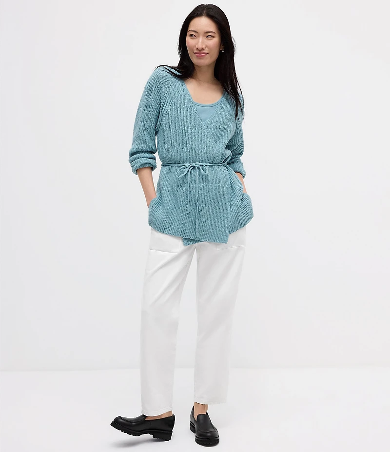 Eileen Fisher Organic Cotton Textural Weave Tapered Ankle Pants