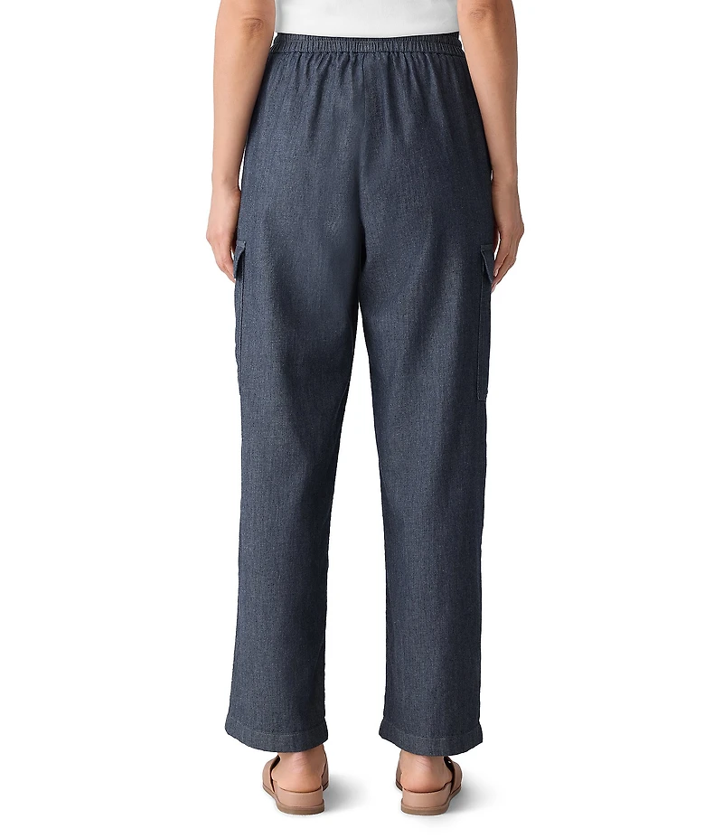 Eileen Fisher Organic Cotton Twill Elastic Tie Waist Cargo Pants