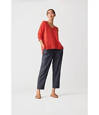 Eileen Fisher Organic Cotton Twill Pull-On Ankle Pants