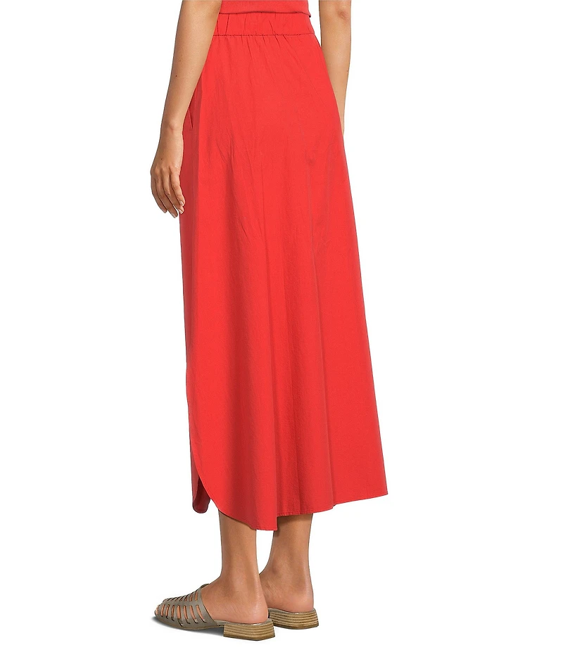 Eileen Fisher Organic Cotton Washed Poplin Elastic Waist A-Line Skirt