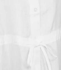 Eileen Fisher Organic Handkerchief Linen Split V-Neck Long Sleeve Cinched Waist Shirt