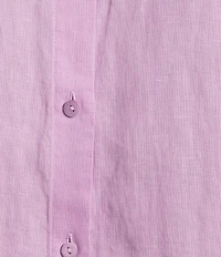 Eileen Fisher Organic Handkerchief Linen Mandarin Collar Short Sleeve Button Front Shirt