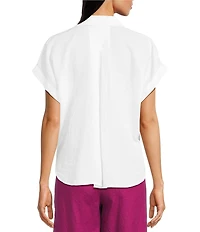 Eileen Fisher Organic Handkerchief Linen Notch Collar Short Sleeve Top