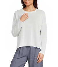 Eileen Fisher Organic Linen Blend Knit Crew Neck Long Sleeve Top