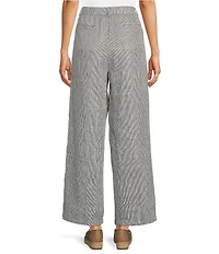 Eileen Fisher Organic Linen Blend Striped Sheen High Waisted Wide Leg Trousers