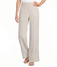Eileen Fisher Organic Linen Blend Striped Sheen High Waisted Wide Leg Trousers