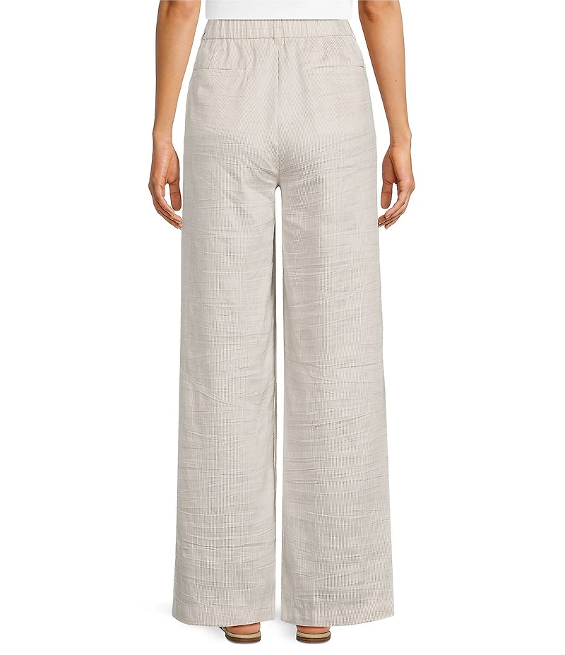 Eileen Fisher Organic Linen Blend Striped Sheen High Waisted Wide Leg Trousers