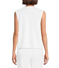 Eileen Fisher Organic Linen Blend V-Neck Sleeveless Tie Vest