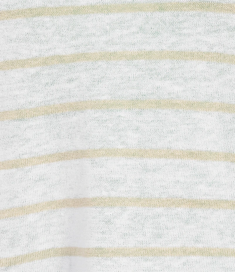 Eileen Fisher Organic Linen Cotton Blend Crew Neck Long Sleeve Boxy Top