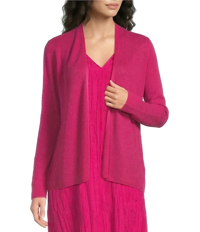 Eileen Fisher Organic Linen Cotton Blend High Collar Long Sleeve Cardigan